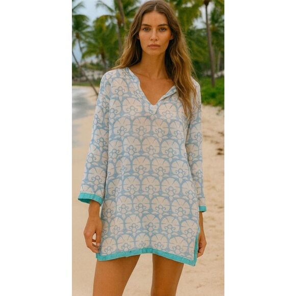 Oliphant lightweight tunic block printed, Small, $128 E26 - Picture 1 of 8